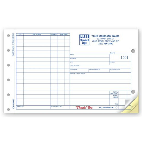 Carbonless Side-Stub Job Work Orders