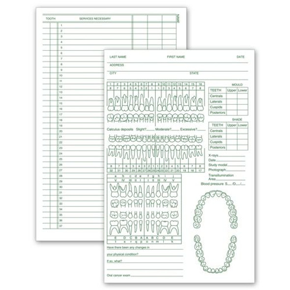 Dental Exam Records, Two-Sided, 5" x 8"
