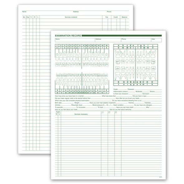 Dental Exam & Account Records, Two-Sided, White Ledger