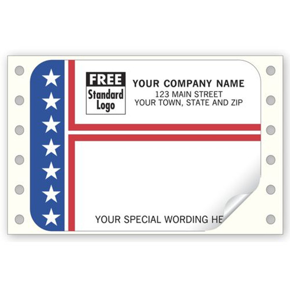 Patriotic Mailing Labels, Continuous, Stripes & Stars