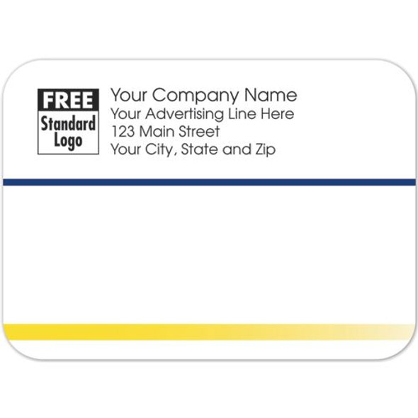 Rectangular Mailing Label w/Navy & Yellow Stripes 3.87x2.81