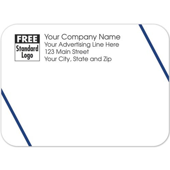 Rectangular Mailing Label Double Blue Angled Lines 3.87x2.81