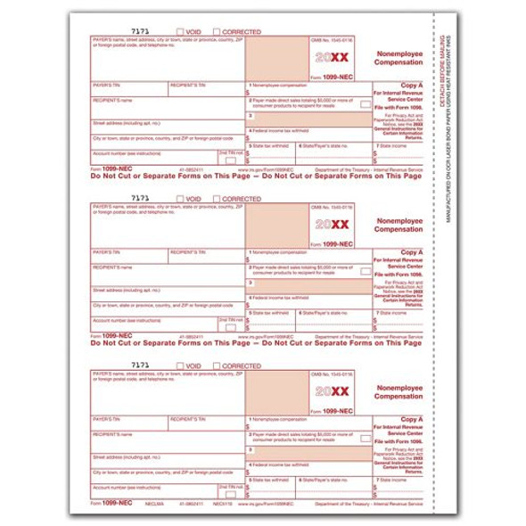 1099 NEC  FED COPY CUT SHT(1,500 FMS/CTN)