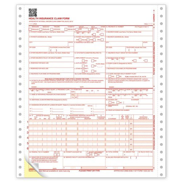 CMS-1500 Two-Part Continuous Insurance Claim Form 0212