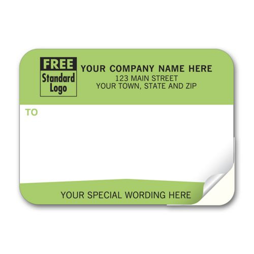 Mailing Labels, Padded, White w/ Green From Or Return