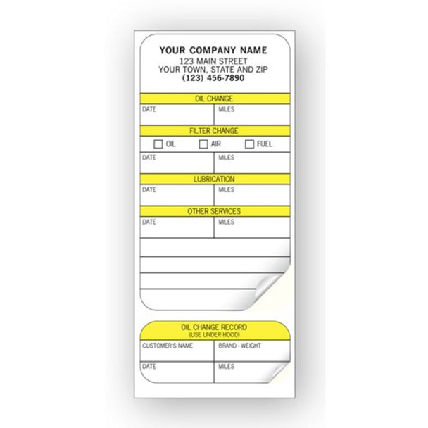 Automotive Service Record Labels, Padded Automotive Service Record Labels, Padded