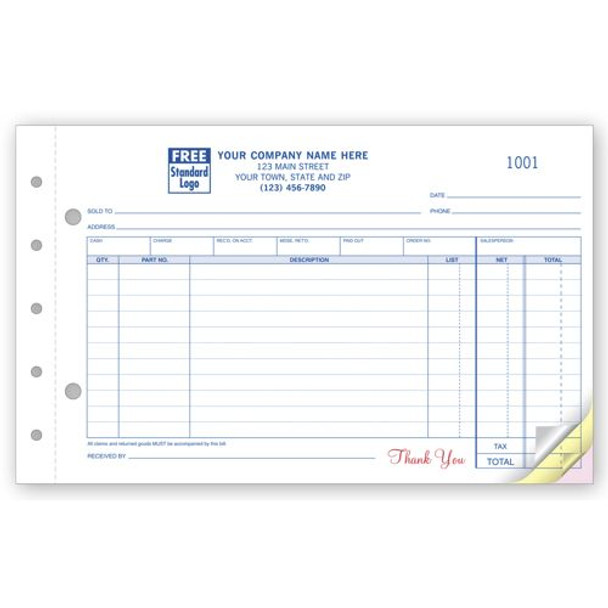 Auto Parts Sales Order - Small with Side-Stub Auto Parts Sales Order - Small with Side-Stub