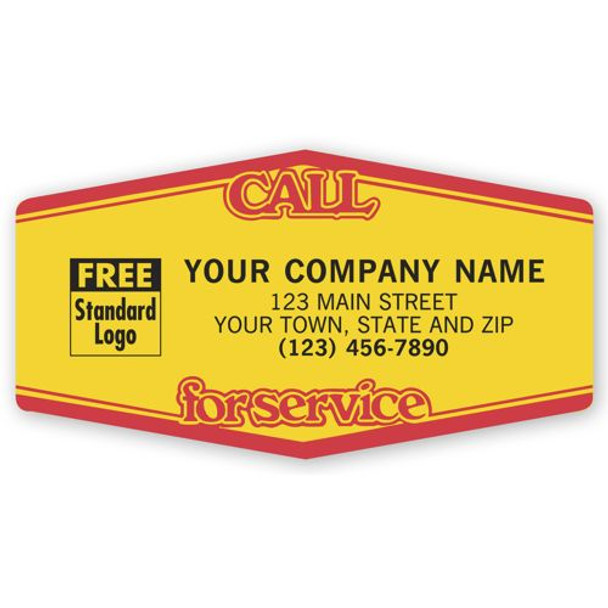 Call For Service, Tuff Shield Labels, Yellow with Red Call For Service, Tuff Shield Labels, Yellow with Red