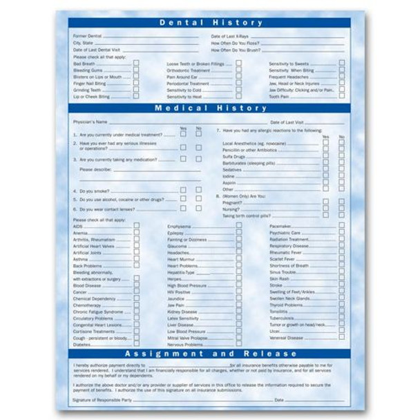 Two-Sided Registration & History Form, Bright Skies Design