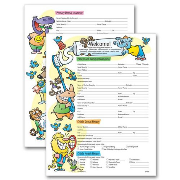 Two-Sided Registration & History Form Pediatric Dental Two-Sided Registration & History Form Pediatric Dental