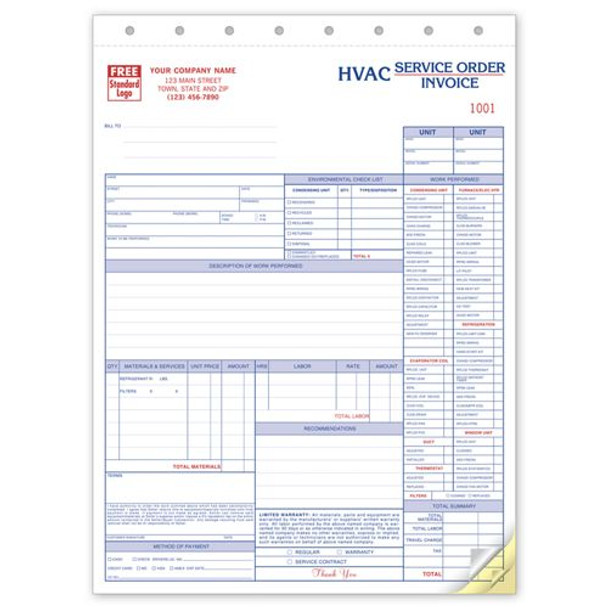 Service Orders, HVAC, w/Checklist, Large Format Service Orders, HVAC, w/Checklist, Large Format