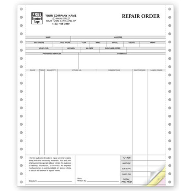 Repair Orders, Continuous, Classic Repair Orders, Continuous, Classic