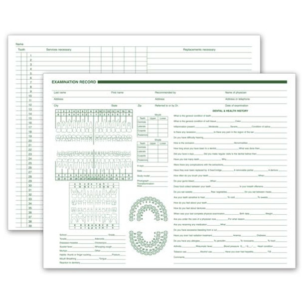Dental Exam Record, Horizontal Format Dental Exam Record, Horizontal Format