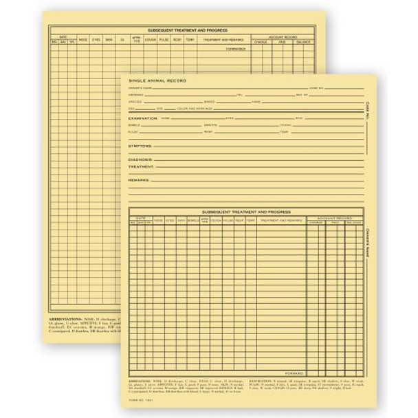 Vet Animal Exam Records, With Account Record, Card File Fold