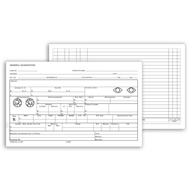 Optometry Record Card, Two-Sided, 5" x 8"