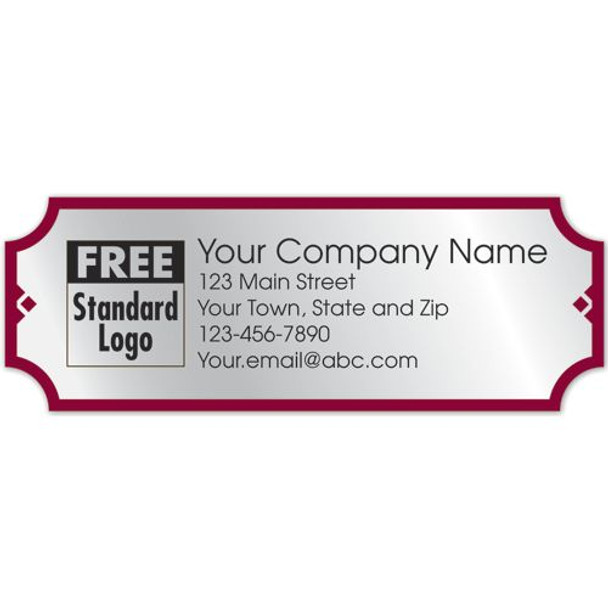 Rectangular Label on Silver Foil w/Red Trim 3.5x1.25