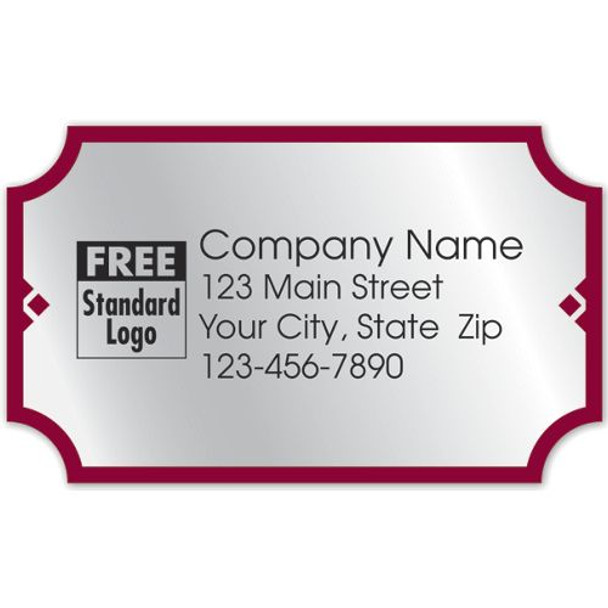 Rectangular Label on Silver Foil w/Red Trim 2.5x1.5