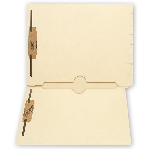 End Tab Folders, Manila, 11pt, 2 Full Pocket, 2 Fastener