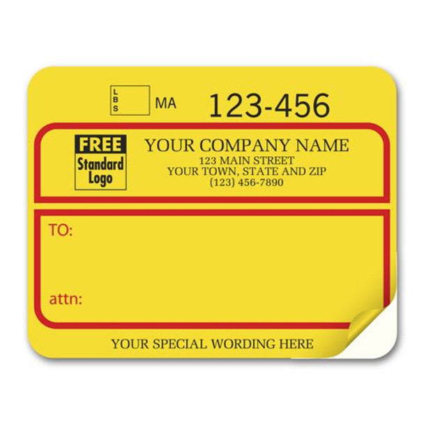 Jumbo Shipping Labels w/ UPS #, Padded, Yellow w/ Red