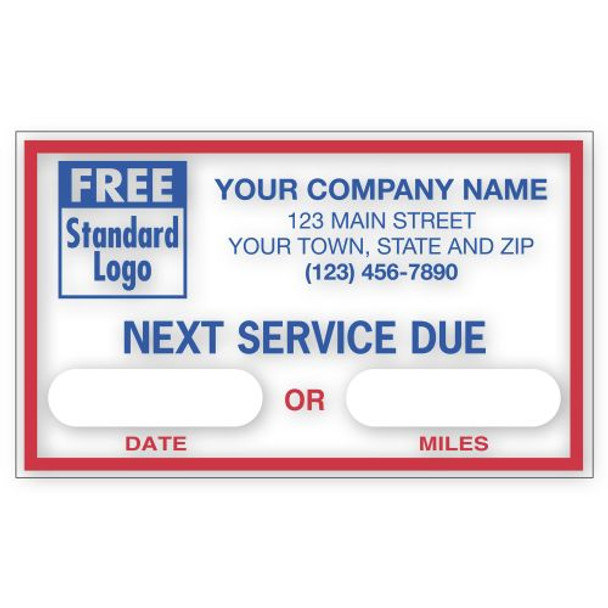 Removable Adhesive Windshield Labels, "Next Service Due"