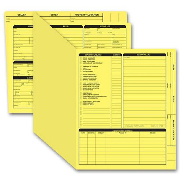 Real Estate Folder, Right Panel List, Letter Size, Yellow