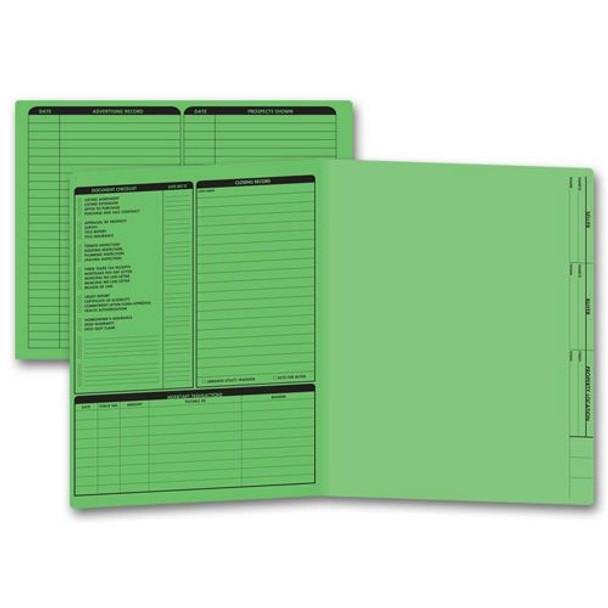 Real Estate Folder, Left Panel List, Letter Size, Green