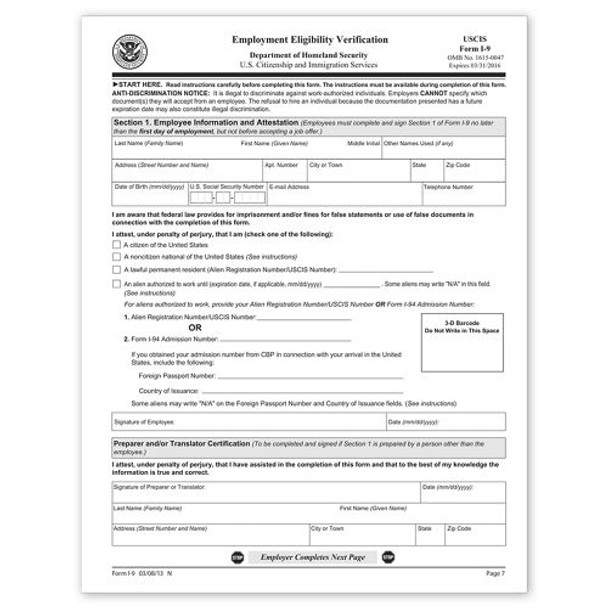 I-9 Employment Eligibility Verification