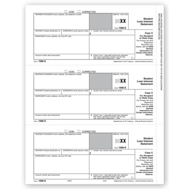 Laser 1098-E, Recipient and/or State Copy C