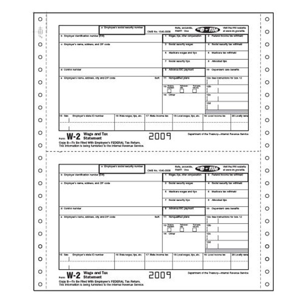 Continuous W-2, Twin Set, Carbonless, Magnetic Media