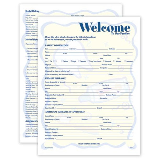 Two-Sided Registration & History Form, Smile Helpers Design