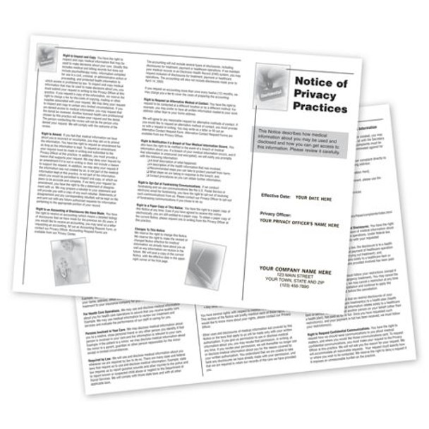 Notice of Privacy Practices HIPAA Trifold Brochure