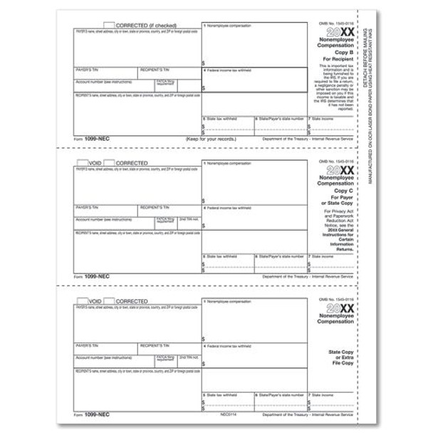 1099 NEC REC CP B, PAY/ST CPY C & ST