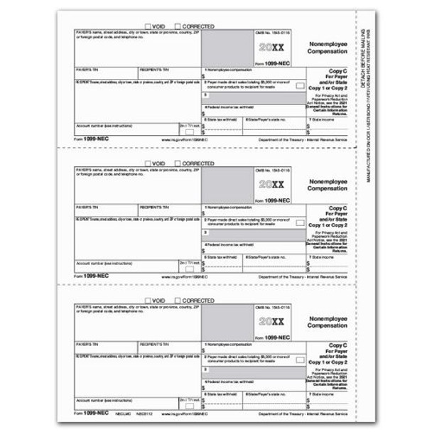 1099 NEC PAYER/ST CPY C CUT SHT