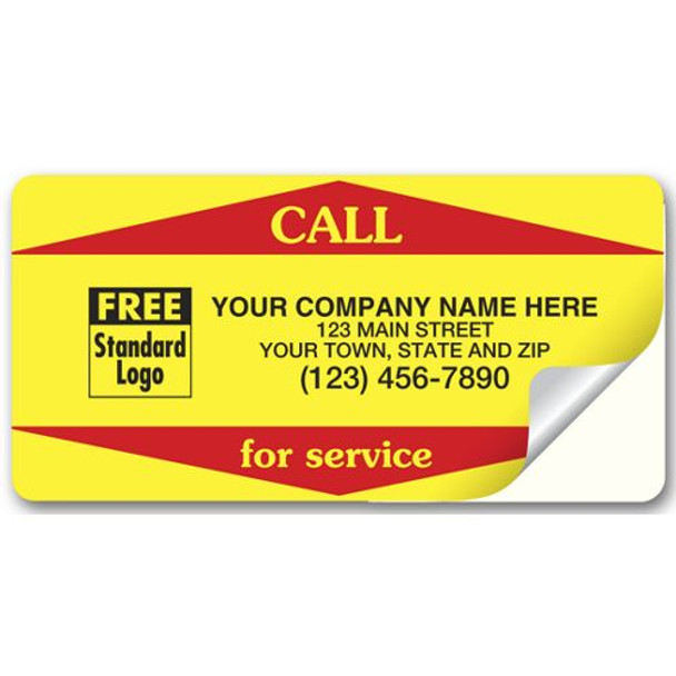 Call For Service Weather-Resistant Labels, Yellow