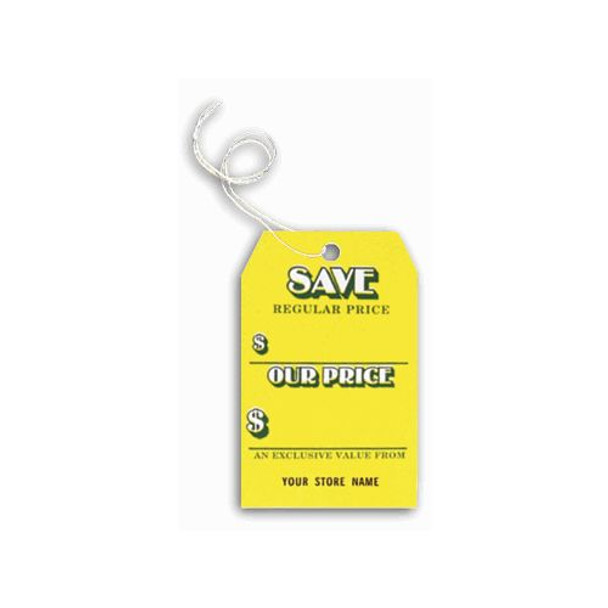 "Save" Tags, Stock, Yellow, Small