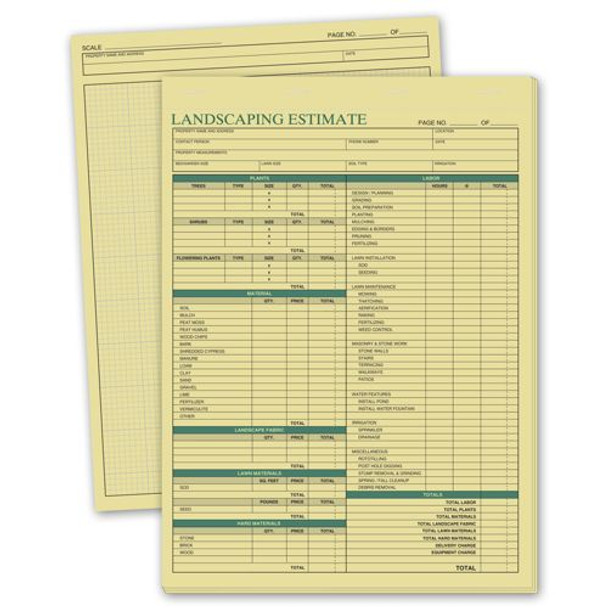 Landscaping Estimate Forms