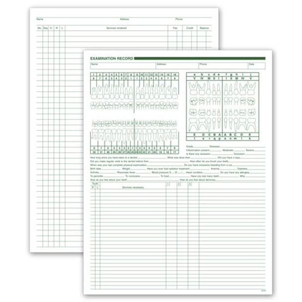 Dental Exam & Account Records, Two-Sided, White Ledger