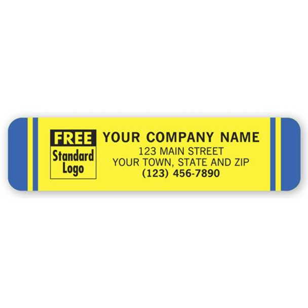 Advertising Labels, Yellow with Blue Stripes