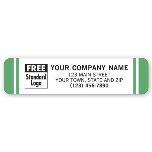 Advertising Labels, White with Green Stripes