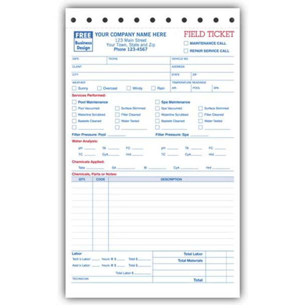 Pool /Spa Field Tickets