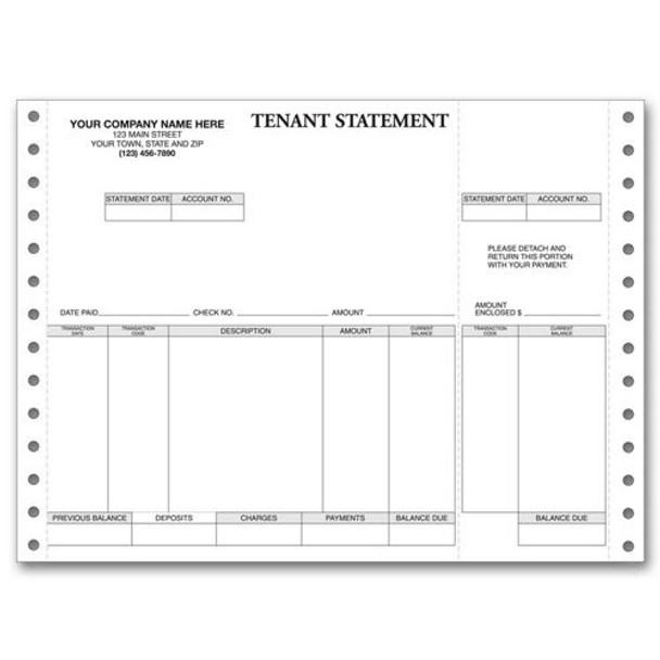 Continuous Tenant Statement 8 1/2 x 7 quot JiffyPrintOnline com