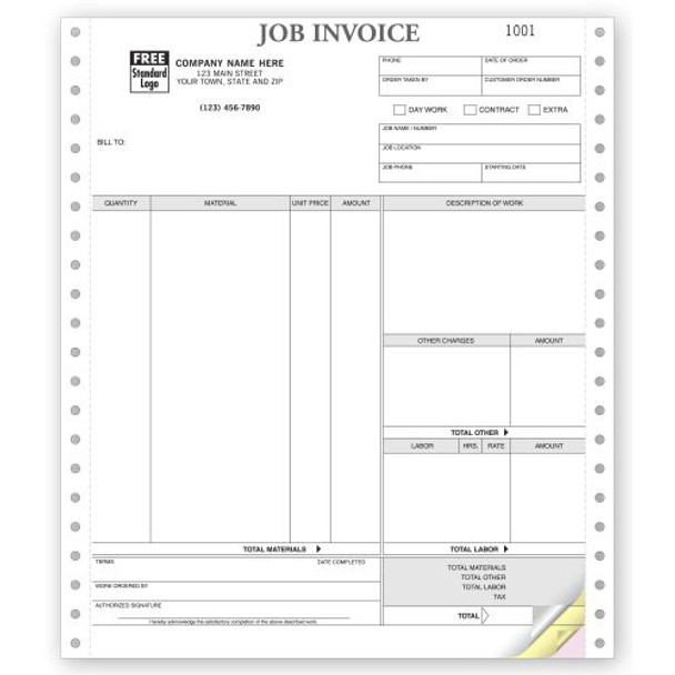 Job Invoices, Continuous, Classic Job Invoices, Continuous, Classic