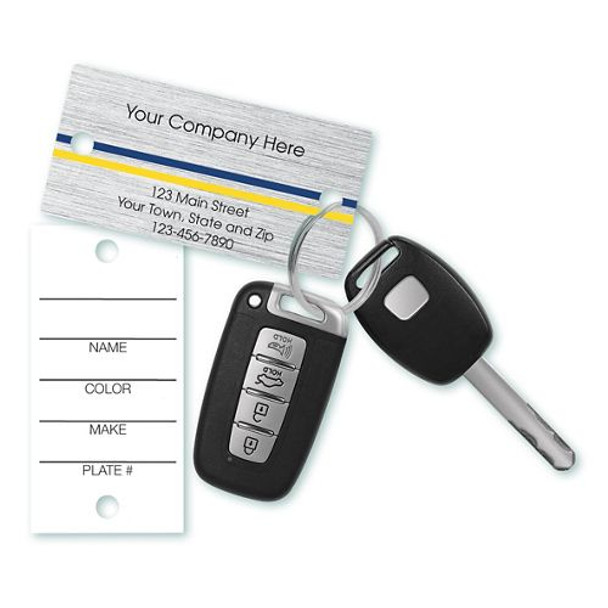 Key Tags Silver with Navy and Yellow Stripes 1.25 x 2.5