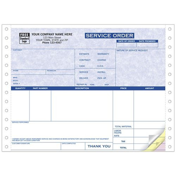 Continuous Service Work Order Parchment