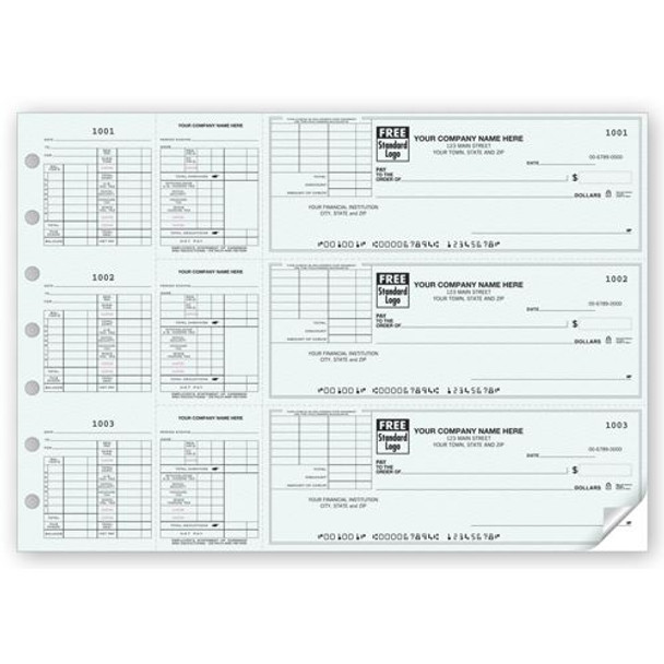 3-On-A-Page Payroll Check With Corner Voucher
