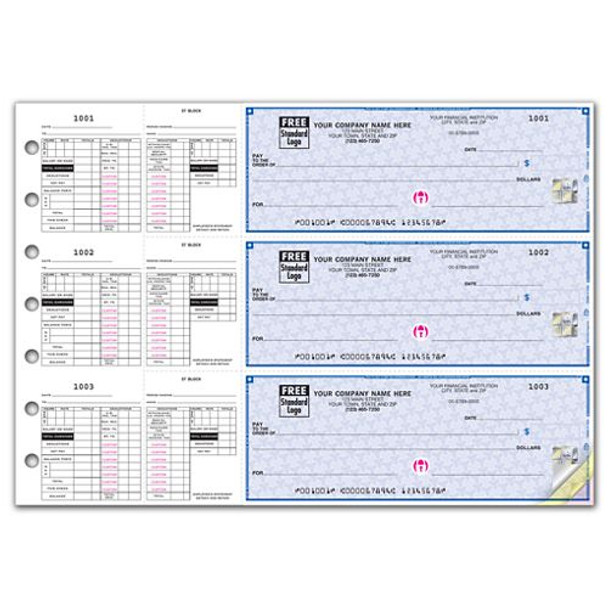 3-On-A-Page Payroll Checks, Double Side-Tear Vouchers