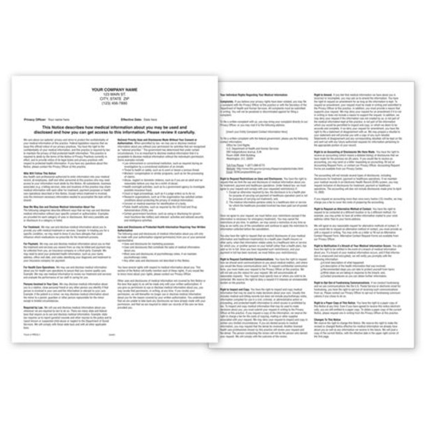 Notice of Privacy Practices HIPAA Form, Padded, Personalized