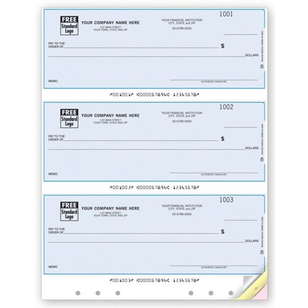 Lined & Hole-Punched 3-Up Laser Multipurpose Check