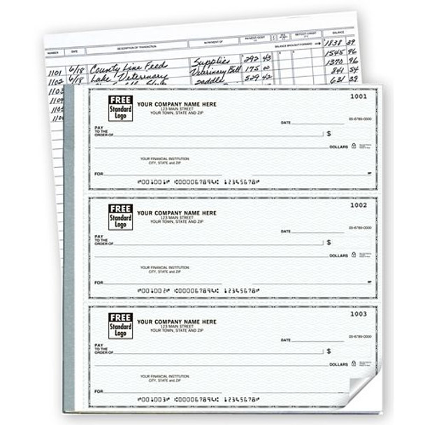 3-On-A-Page Business Size Checks with Deposit Tickets