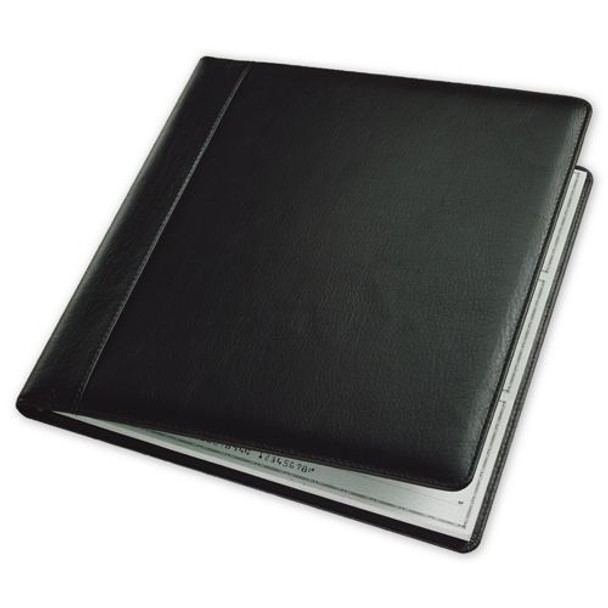 3-On-A-Page Leather Cover, Executive Deskbook Checks